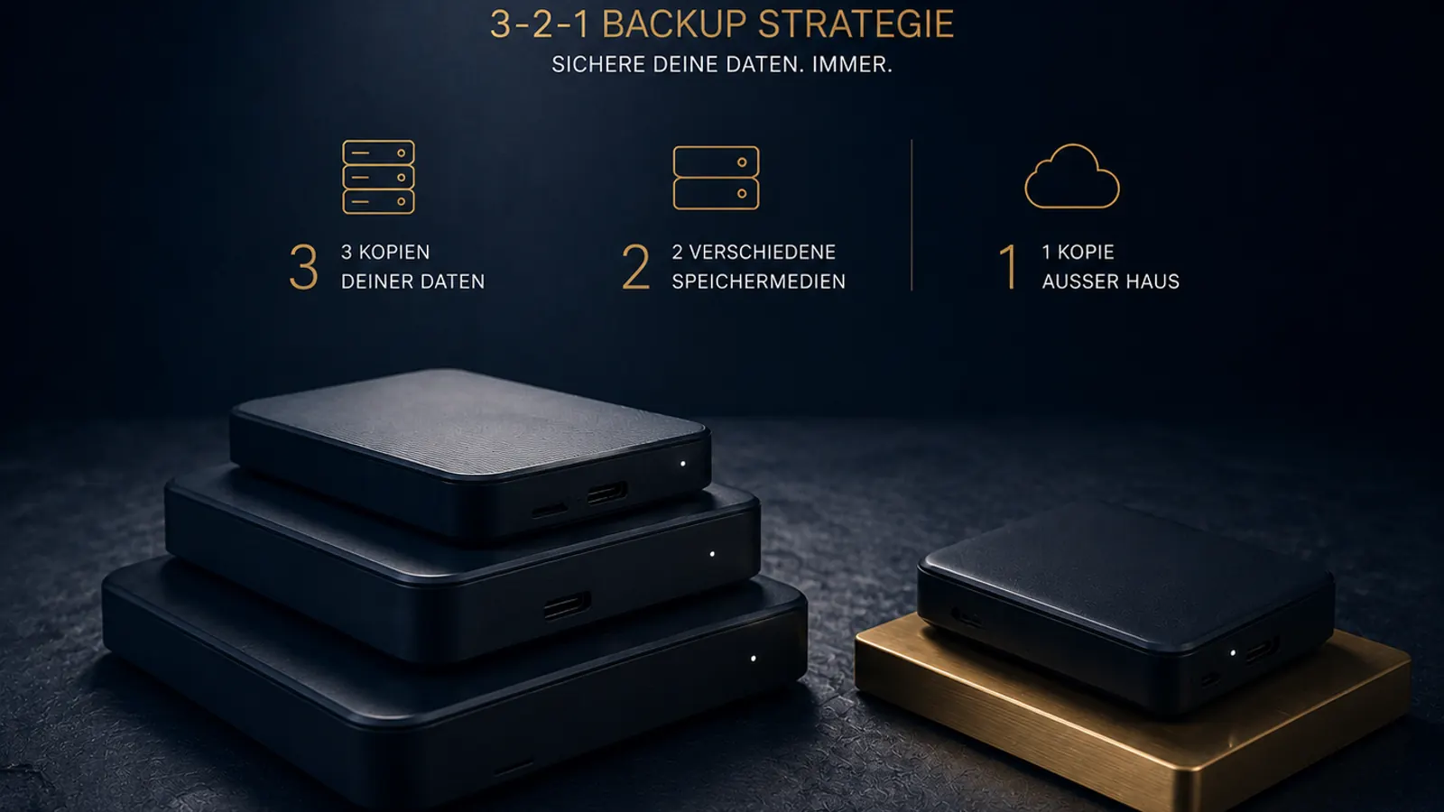 Symbolbild Backup-Strategie nach dem 3-2-1-Prinzip